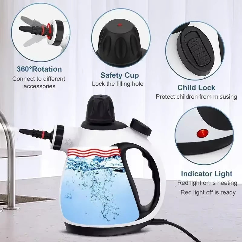 KOITAT Handheld Steam Cleaner, Steam Cleaner for Home with 10 Accessory Kit, Multipurpose Portable Pressure Steamer Cleaning